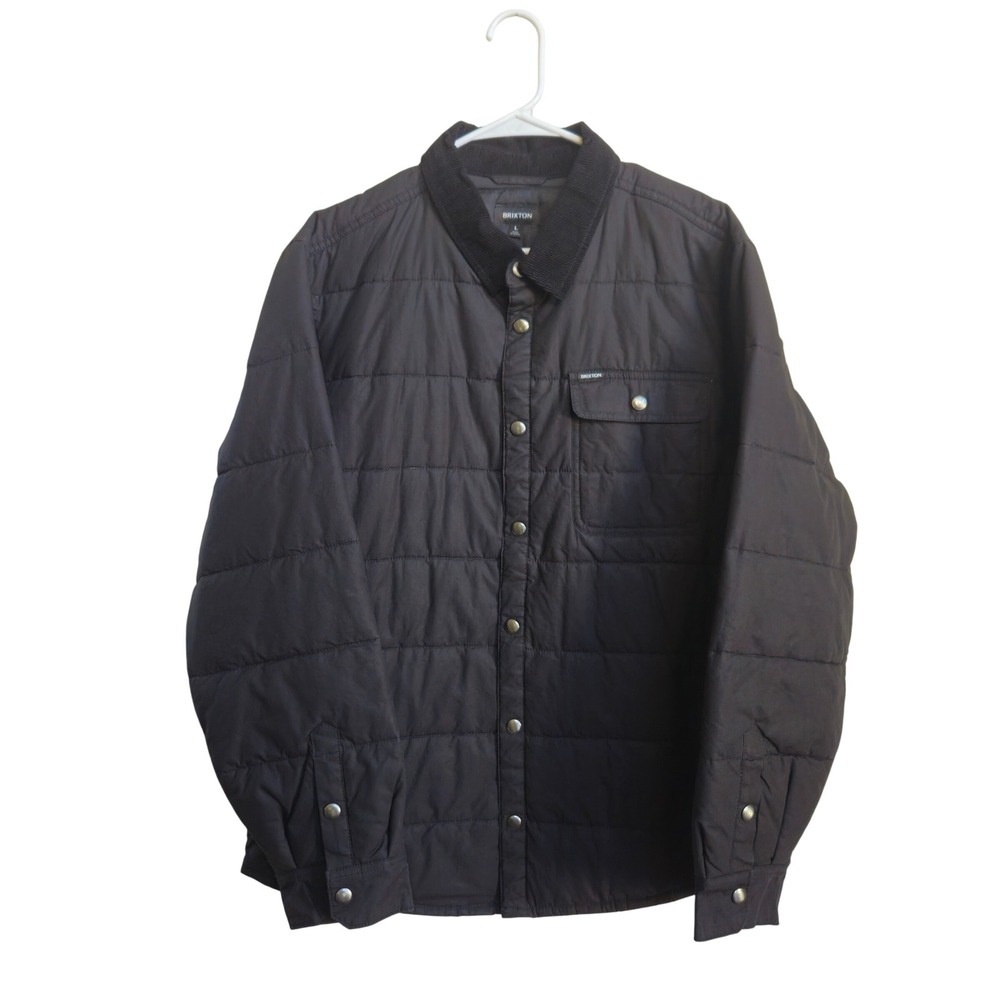 Brixton Quilted Jacket L Black Corduroy Collar EUC Cabincore Streetwear Utility